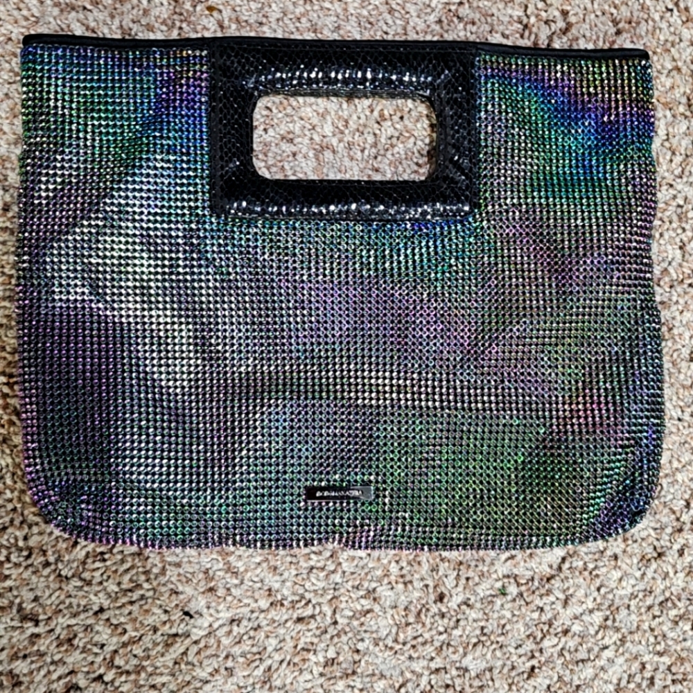 BCBGMaxazria mesh top handle clutch